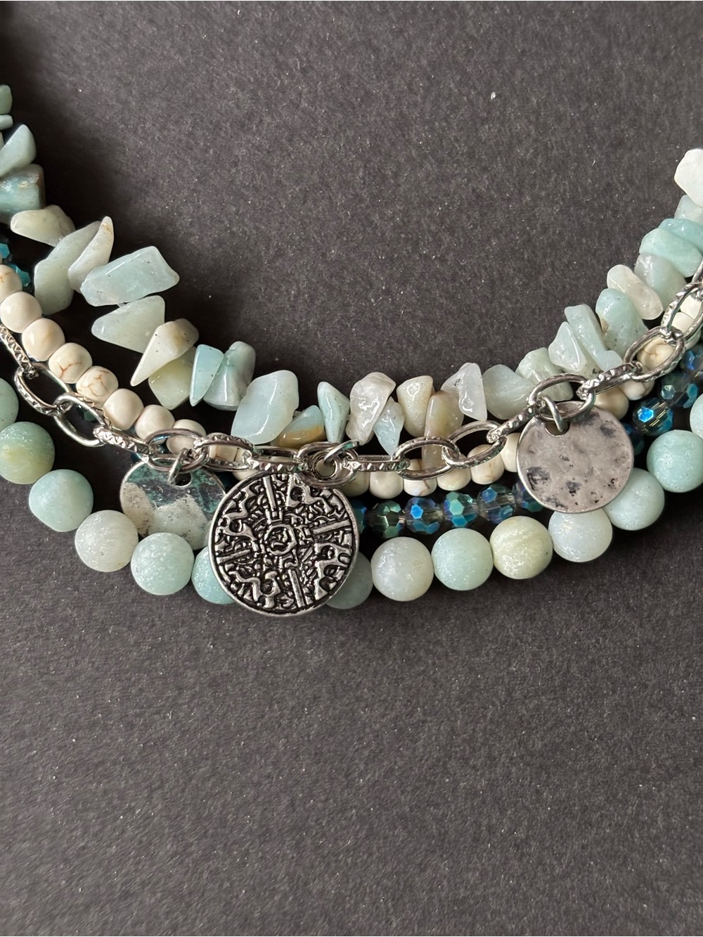 Linen & Flax Amazonite Multi Strand Bracelet Silver Charms - Picture 5 of 7